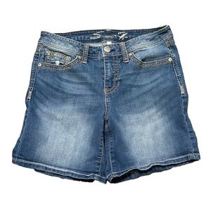 Seven7 Distressed Denim Blue Jean Shorts Poly Blend Women Size 4